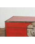 Chinese Qing Dynasty Period 19th Century Red Lacquer Trunk with Metal Edging-6. Asian & Chinese Furniture, Art, Antiques, Vintage Home Décor for sale at FEA Home