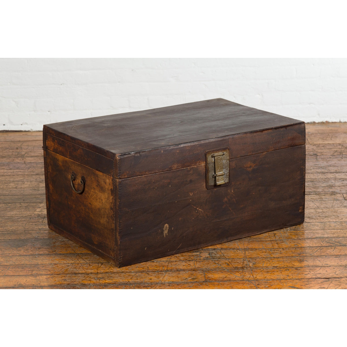 Antique Chinese Wooden Trunk with Ornate Brass Lock-3. Asian & Chinese Furniture, Art, Antiques, Vintage Home Décor for sale at FEA Home