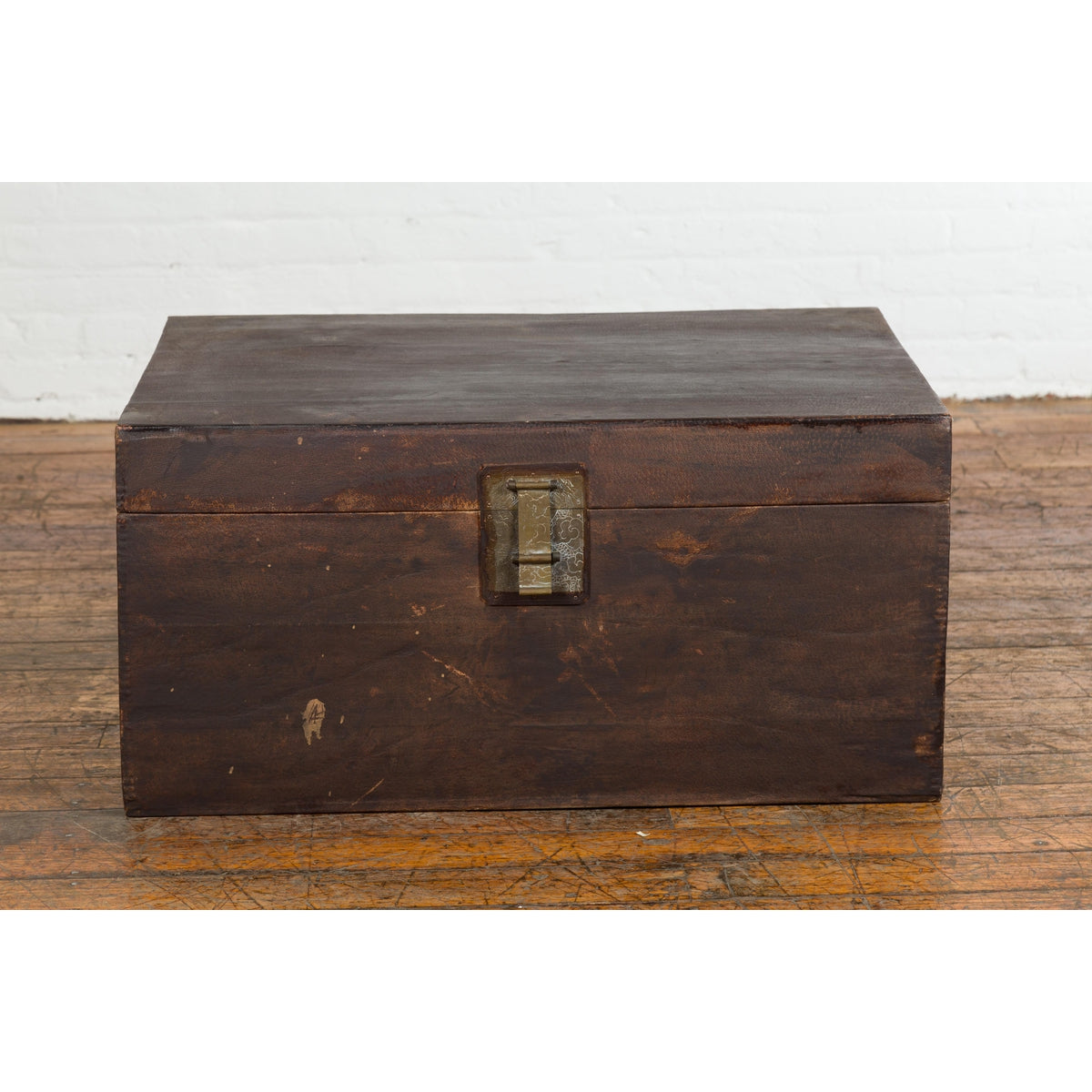 Antique Chinese Wooden Trunk with Ornate Brass Lock-4. Asian & Chinese Furniture, Art, Antiques, Vintage Home Décor for sale at FEA Home