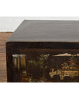 Chinese Late Qing Dynasty Dark Lacquer Low Cabinet with Architecture Motifs-18. Asian & Chinese Furniture, Art, Antiques, Vintage Home Décor for sale at FEA Home