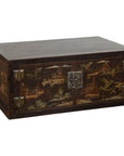 Chinese Late Qing Dynasty Dark Lacquer Low Cabinet with Architecture Motifs-1. Asian & Chinese Furniture, Art, Antiques, Vintage Home Décor for sale at FEA Home