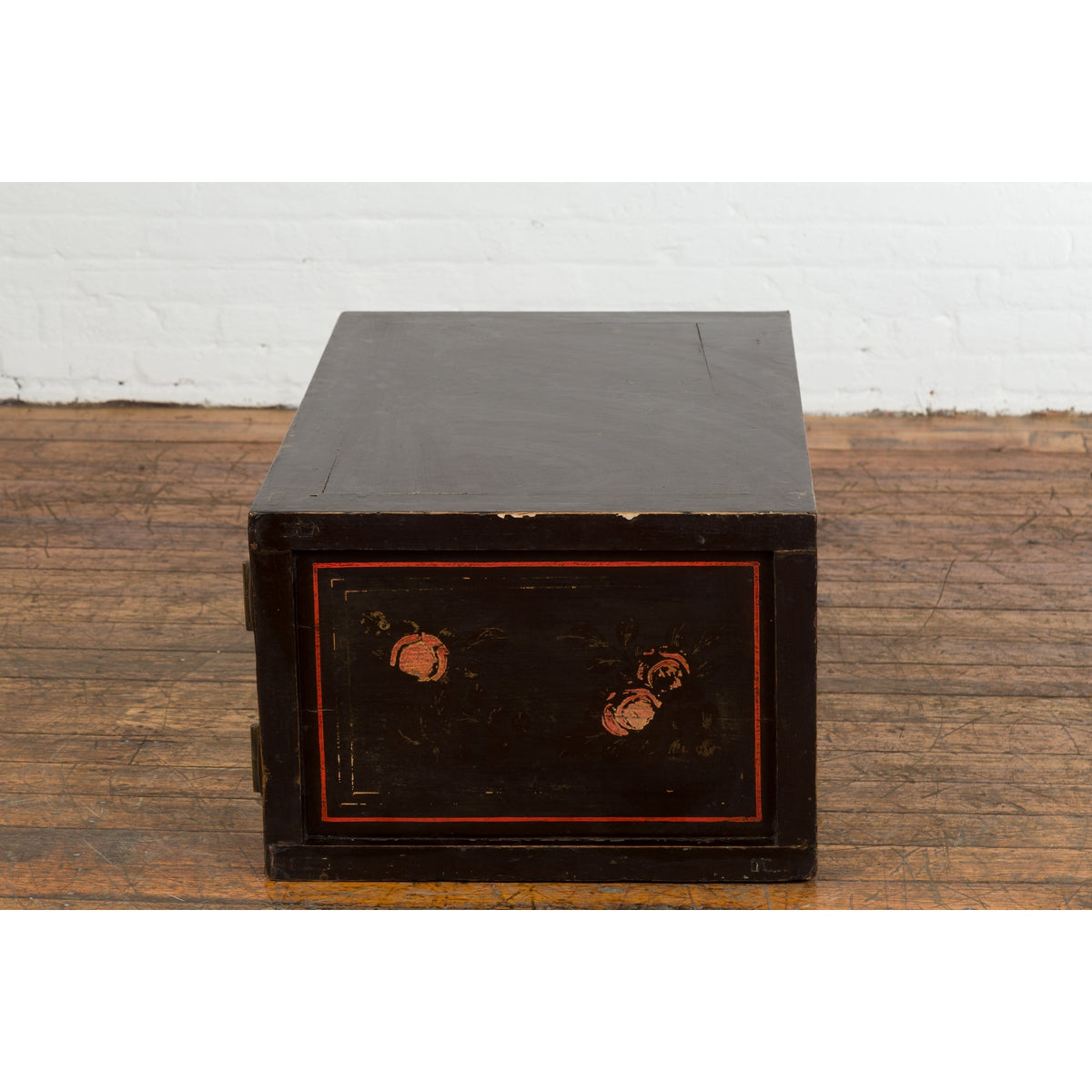 Chinese Late Qing Dynasty Dark Lacquer Low Cabinet with Architecture Motifs-20. Asian & Chinese Furniture, Art, Antiques, Vintage Home Décor for sale at FEA Home