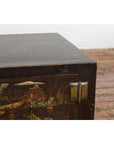 Chinese Late Qing Dynasty Dark Lacquer Low Cabinet with Architecture Motifs-21. Asian & Chinese Furniture, Art, Antiques, Vintage Home Décor for sale at FEA Home