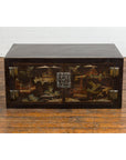 Chinese Late Qing Dynasty Dark Lacquer Low Cabinet with Architecture Motifs-2. Asian & Chinese Furniture, Art, Antiques, Vintage Home Décor for sale at FEA Home
