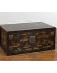 Chinese Late Qing Dynasty Dark Lacquer Low Cabinet with Architecture Motifs-3. Asian & Chinese Furniture, Art, Antiques, Vintage Home Décor for sale at FEA Home