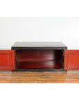 Chinese Late Qing Dynasty Dark Lacquer Low Cabinet with Architecture Motifs-4. Asian & Chinese Furniture, Art, Antiques, Vintage Home Décor for sale at FEA Home