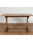 19th Century Country Farmhouse Table with Trestle Base and Distressed Finish-14. Asian & Chinese Furniture, Art, Antiques, Vintage Home Décor for sale at FEA Home