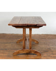 19th Century Country Farmhouse Table with Trestle Base and Distressed Finish-15. Asian & Chinese Furniture, Art, Antiques, Vintage Home Décor for sale at FEA Home