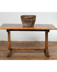 19th Century Country Farmhouse Table with Trestle Base and Distressed Finish-3. Asian & Chinese Furniture, Art, Antiques, Vintage Home Décor for sale at FEA Home