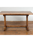 19th Century Country Farmhouse Table with Trestle Base and Distressed Finish-4. Asian & Chinese Furniture, Art, Antiques, Vintage Home Décor for sale at FEA Home
