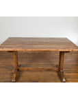 19th Century Country Farmhouse Table with Trestle Base and Distressed Finish-5. Asian & Chinese Furniture, Art, Antiques, Vintage Home Décor for sale at FEA Home