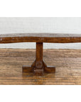 Low Wooden Console Table with Rustic Top and Pedestal Base-16. Asian & Chinese Furniture, Art, Antiques, Vintage Home Décor for sale at FEA Home