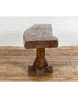Low Wooden Console Table with Rustic Top and Pedestal Base-17. Asian & Chinese Furniture, Art, Antiques, Vintage Home Décor for sale at FEA Home