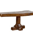Low Wooden Console Table with Rustic Top and Pedestal Base-18. Asian & Chinese Furniture, Art, Antiques, Vintage Home Décor for sale at FEA Home