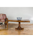 Low Wooden Console Table with Rustic Top and Pedestal Base-2. Asian & Chinese Furniture, Art, Antiques, Vintage Home Décor for sale at FEA Home