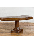 Low Wooden Console Table with Rustic Top and Pedestal Base-3. Asian & Chinese Furniture, Art, Antiques, Vintage Home Décor for sale at FEA Home