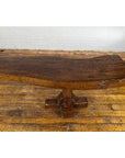 Low Wooden Console Table with Rustic Top and Pedestal Base-8. Asian & Chinese Furniture, Art, Antiques, Vintage Home Décor for sale at FEA Home