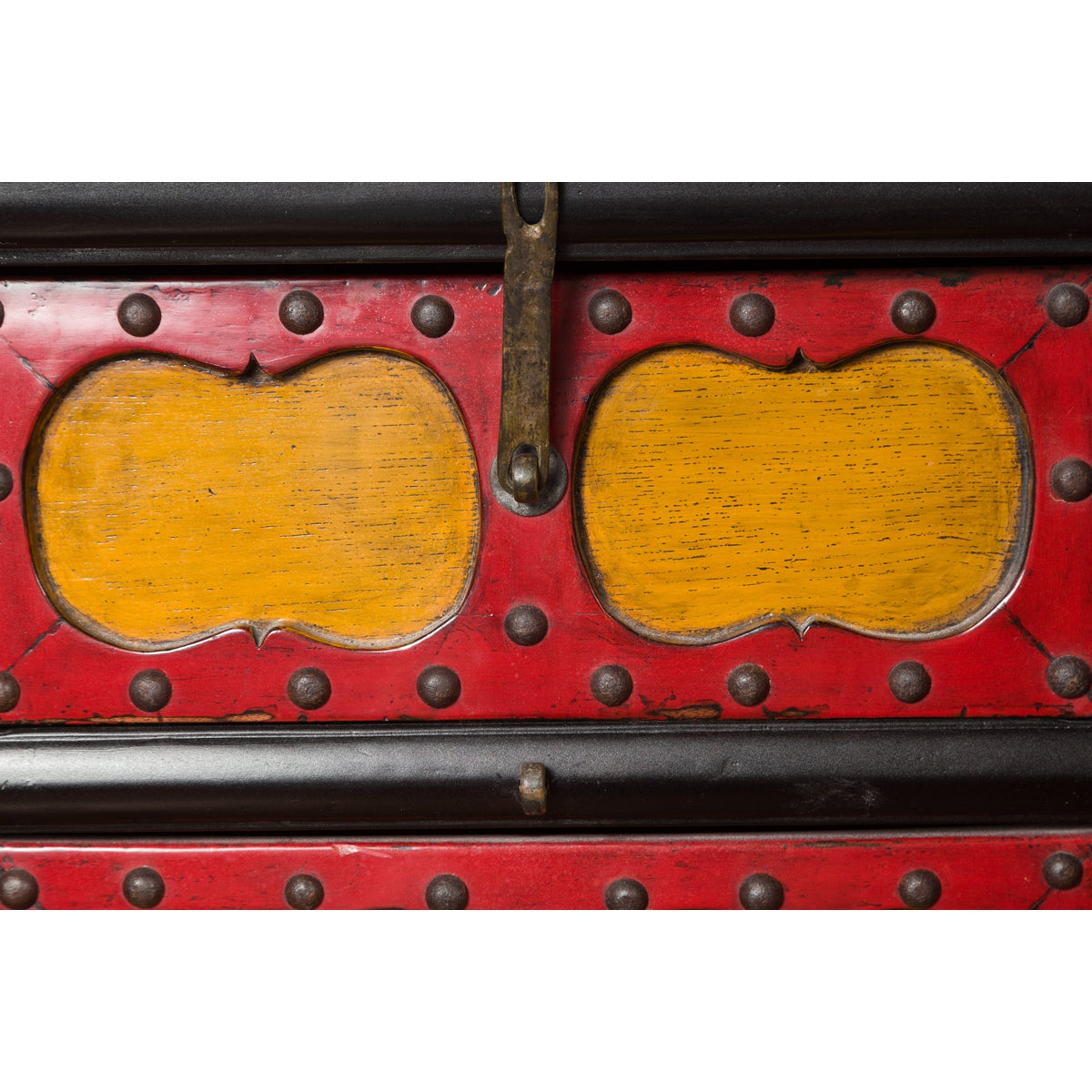 Chinese Qing Dynasty 19th Century Long Polychrome Sideboard with 12 Drawers-12. Asian & Chinese Furniture, Art, Antiques, Vintage Home Décor for sale at FEA Home