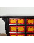 Chinese Qing Dynasty 19th Century Long Polychrome Sideboard with 12 Drawers-19. Asian & Chinese Furniture, Art, Antiques, Vintage Home Décor for sale at FEA Home