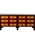 Chinese Qing Dynasty 19th Century Long Polychrome Sideboard with 12 Drawers-1. Asian & Chinese Furniture, Art, Antiques, Vintage Home Décor for sale at FEA Home