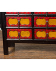 Chinese Qing Dynasty 19th Century Long Polychrome Sideboard with 12 Drawers-20. Asian & Chinese Furniture, Art, Antiques, Vintage Home Décor for sale at FEA Home