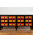 Chinese Qing Dynasty 19th Century Long Polychrome Sideboard with 12 Drawers-3. Asian & Chinese Furniture, Art, Antiques, Vintage Home Décor for sale at FEA Home