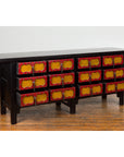 Chinese Qing Dynasty 19th Century Long Polychrome Sideboard with 12 Drawers-7. Asian & Chinese Furniture, Art, Antiques, Vintage Home Décor for sale at FEA Home