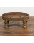 1920s Indian Antique Chakki Grinding Table with Hand-Carved Geometric Décor-12. Asian & Chinese Furniture, Art, Antiques, Vintage Home Décor for sale at FEA Home