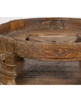 1920s Indian Antique Chakki Grinding Table with Hand-Carved Geometric Décor-6. Asian & Chinese Furniture, Art, Antiques, Vintage Home Décor for sale at FEA Home