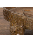 1920s Indian Antique Chakki Grinding Table with Hand-Carved Geometric Décor-9. Asian & Chinese Furniture, Art, Antiques, Vintage Home Décor for sale at FEA Home