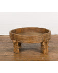 Tribal Indian 1920s Teak Chakki Grinding Table with Geometric Carved Motifs-2. Asian & Chinese Furniture, Art, Antiques, Vintage Home Décor for sale at FEA Home