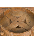 Tribal Indian 1920s Teak Chakki Grinding Table with Geometric Carved Motifs-3. Asian & Chinese Furniture, Art, Antiques, Vintage Home Décor for sale at FEA Home