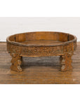 Indian Tribal 1920s Teak Chakki Grinding Table with Geometric Hand-Carved Motifs-16. Asian & Chinese Furniture, Art, Antiques, Vintage Home Décor for sale at FEA Home