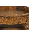 Indian Tribal 1920s Teak Chakki Grinding Table with Geometric Hand-Carved Motifs-7. Asian & Chinese Furniture, Art, Antiques, Vintage Home Décor for sale at FEA Home