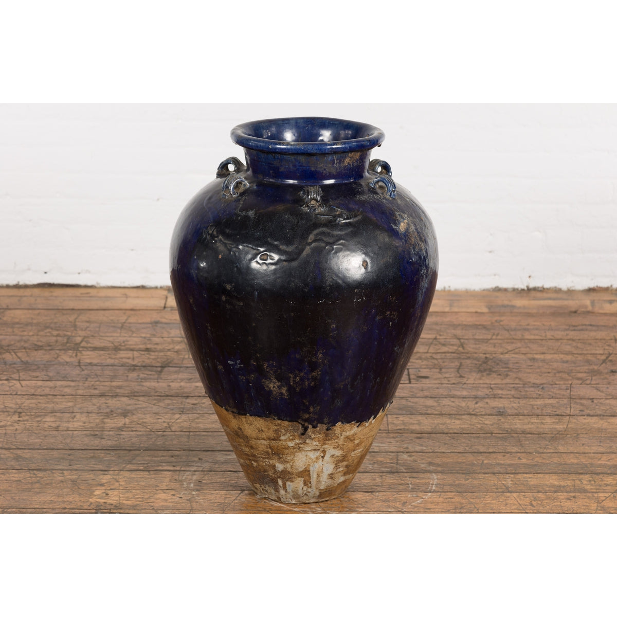 Large Antique 19th Century Thai Cobalt Blue Martaban Jar with Dragon Motif-10. Asian & Chinese Furniture, Art, Antiques, Vintage Home Décor for sale at FEA Home