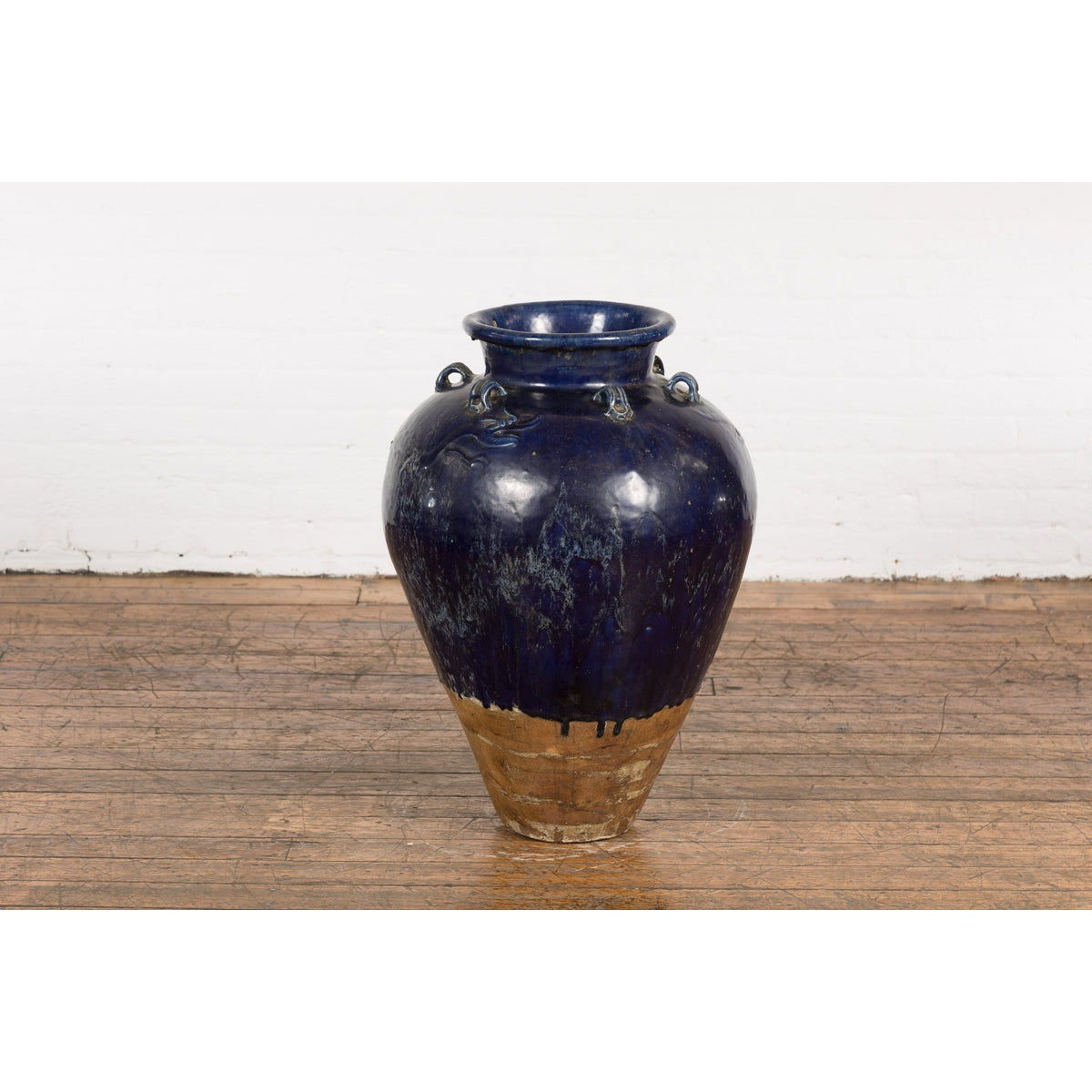 Large Antique 19th Century Thai Cobalt Blue Martaban Jar with Dragon Motif-11. Asian & Chinese Furniture, Art, Antiques, Vintage Home Décor for sale at FEA Home