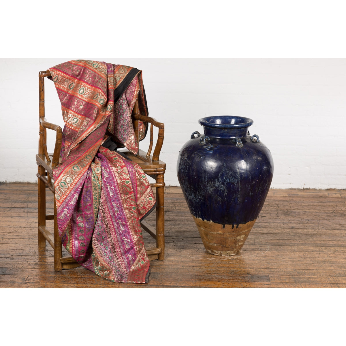 Large Antique 19th Century Thai Cobalt Blue Martaban Jar with Dragon Motif-3. Asian & Chinese Furniture, Art, Antiques, Vintage Home Décor for sale at FEA Home