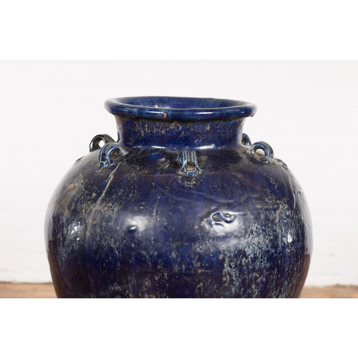 Large Antique 19th Century Thai Cobalt Blue Martaban Jar with Dragon Motif-4. Asian & Chinese Furniture, Art, Antiques, Vintage Home Décor for sale at FEA Home