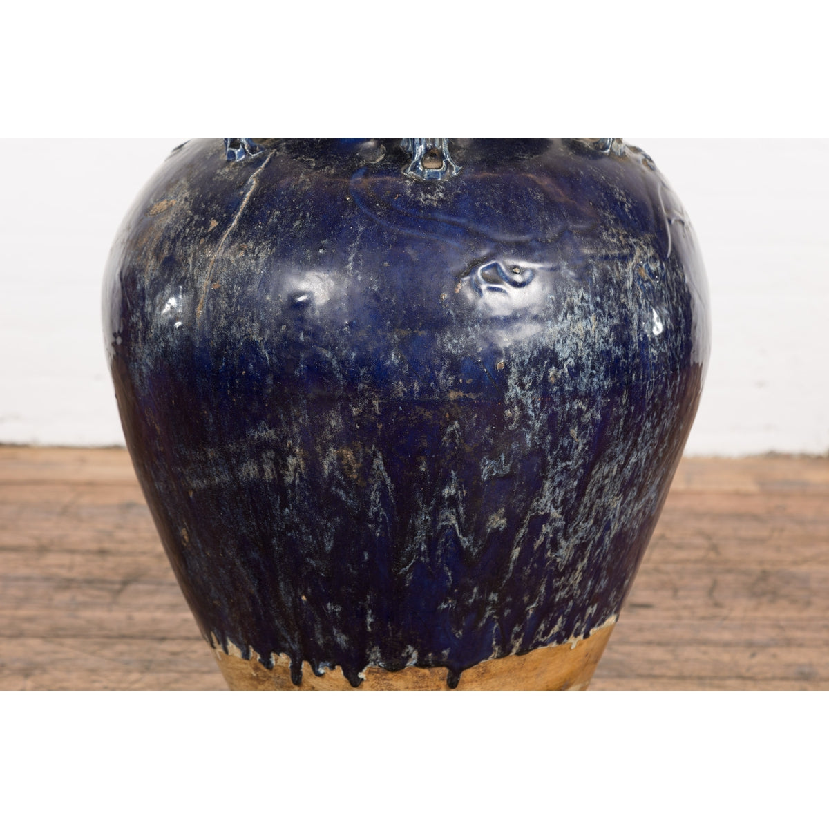 Large Antique 19th Century Thai Cobalt Blue Martaban Jar with Dragon Motif-5. Asian & Chinese Furniture, Art, Antiques, Vintage Home Décor for sale at FEA Home