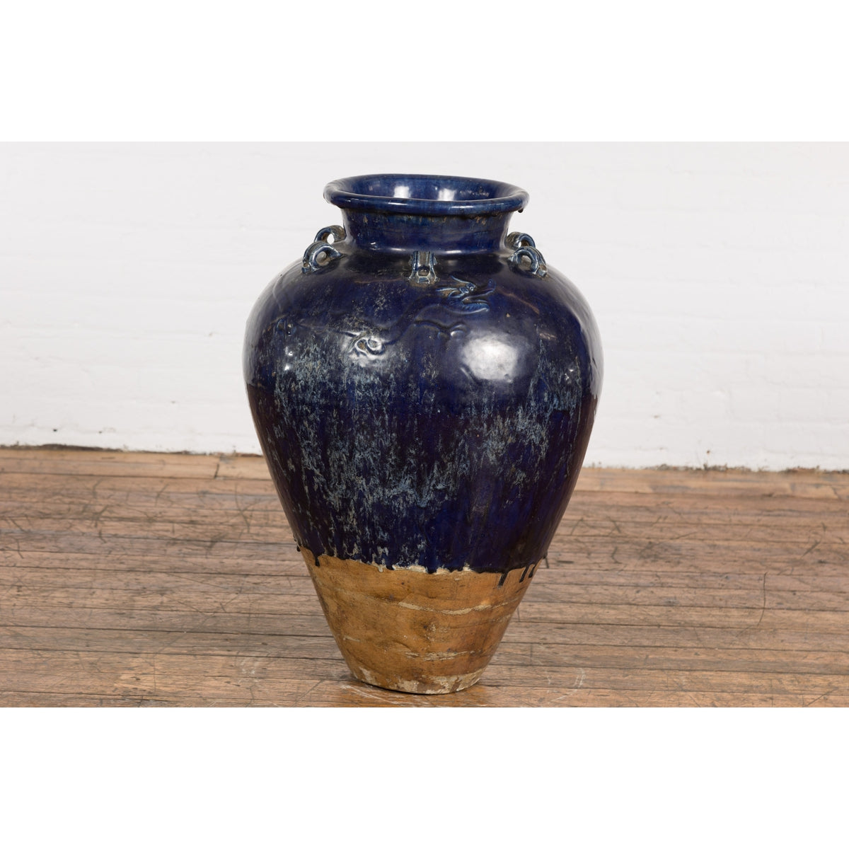 Large Antique 19th Century Thai Cobalt Blue Martaban Jar with Dragon Motif-7. Asian & Chinese Furniture, Art, Antiques, Vintage Home Décor for sale at FEA Home