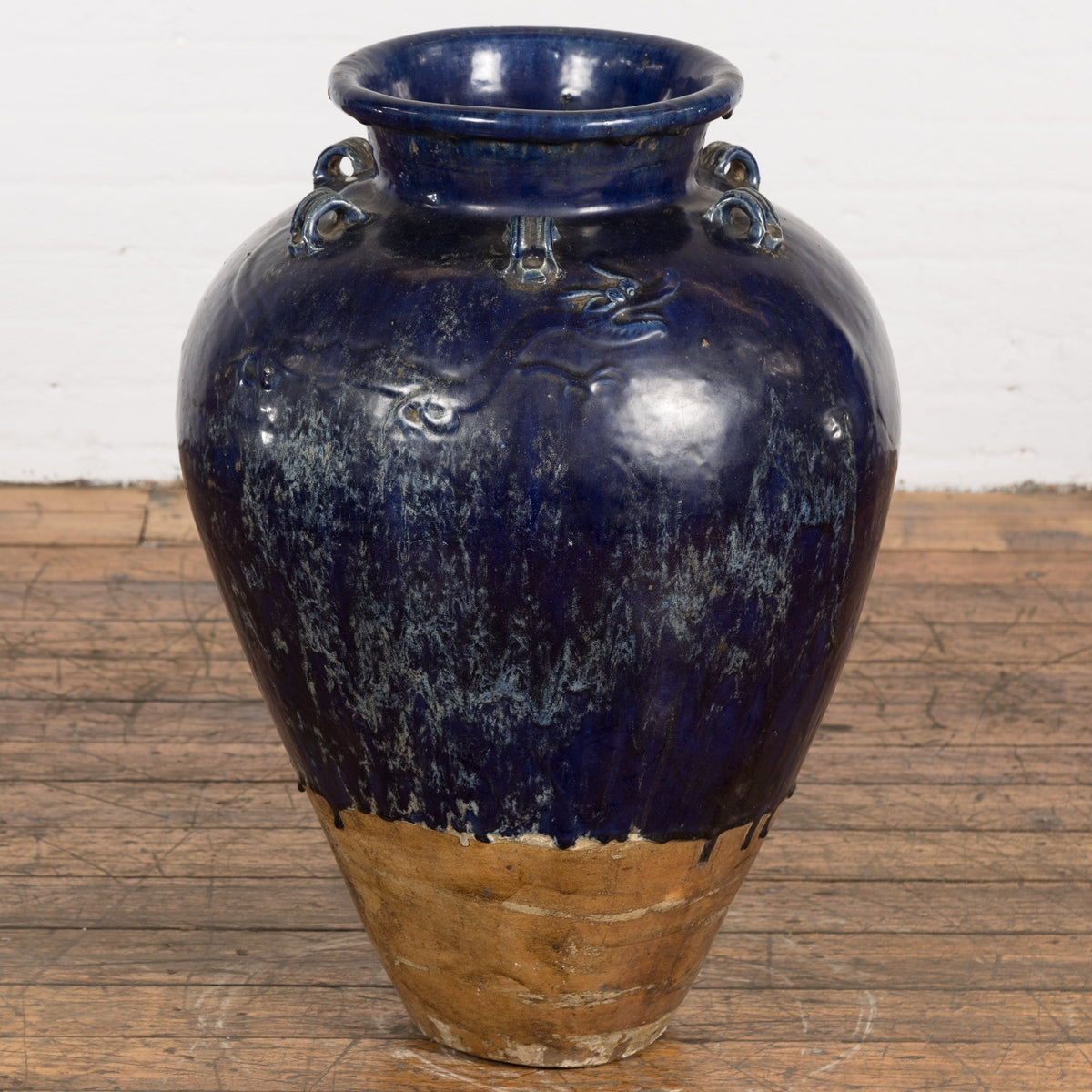 Large Antique 19th Century Thai Cobalt Blue Martaban Jar with Dragon Motif-8. Asian & Chinese Furniture, Art, Antiques, Vintage Home Décor for sale at FEA Home