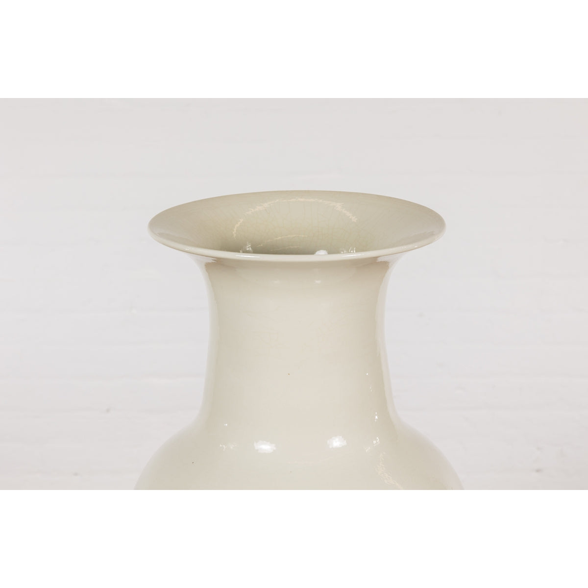 Oversized Chinese Vintage Altar Vase with Blanc de Chine Finish and Flaring Neck-5. Asian & Chinese Furniture, Art, Antiques, Vintage Home Décor for sale at FEA Home