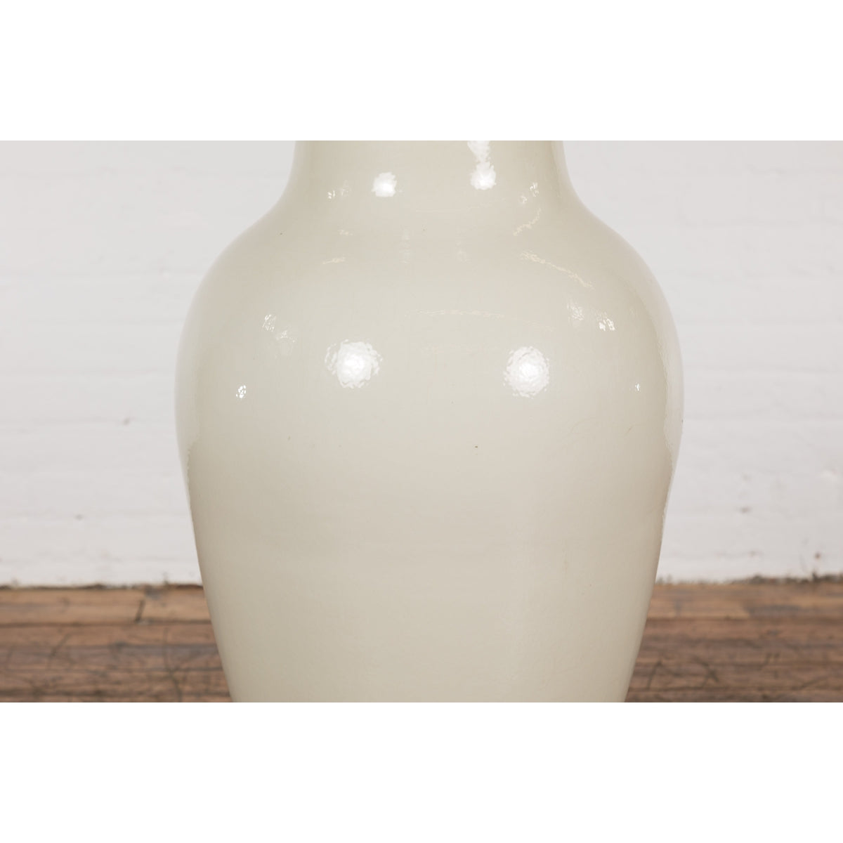 Oversized Chinese Vintage Altar Vase with Blanc de Chine Finish and Flaring Neck-7. Asian & Chinese Furniture, Art, Antiques, Vintage Home Décor for sale at FEA Home