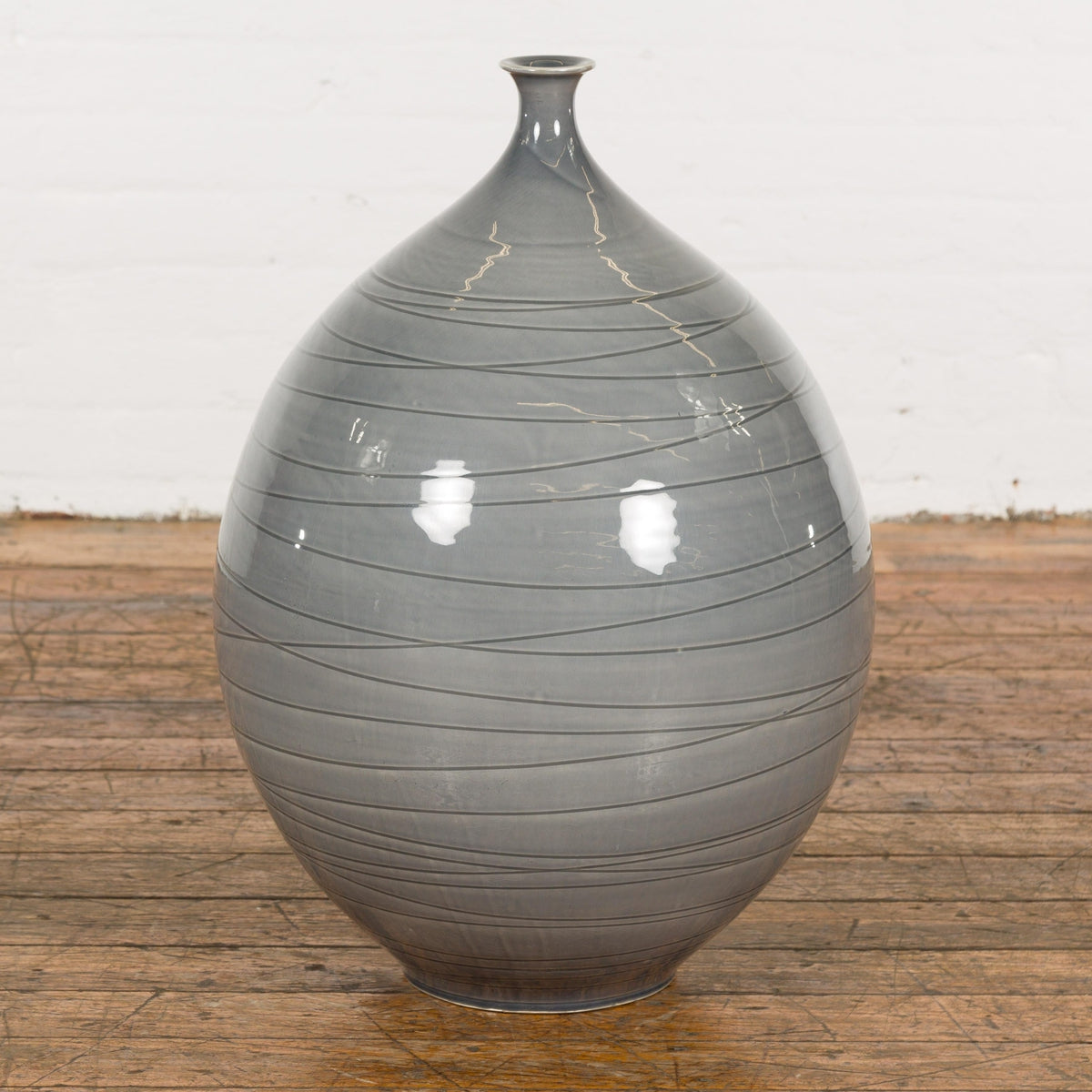 Silver Grey Glazed Ceramic Vase-12. Asian & Chinese Furniture, Art, Antiques, Vintage Home Décor for sale at FEA Home