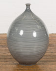 Silver Grey Glazed Ceramic Vase-12. Asian & Chinese Furniture, Art, Antiques, Vintage Home Décor for sale at FEA Home