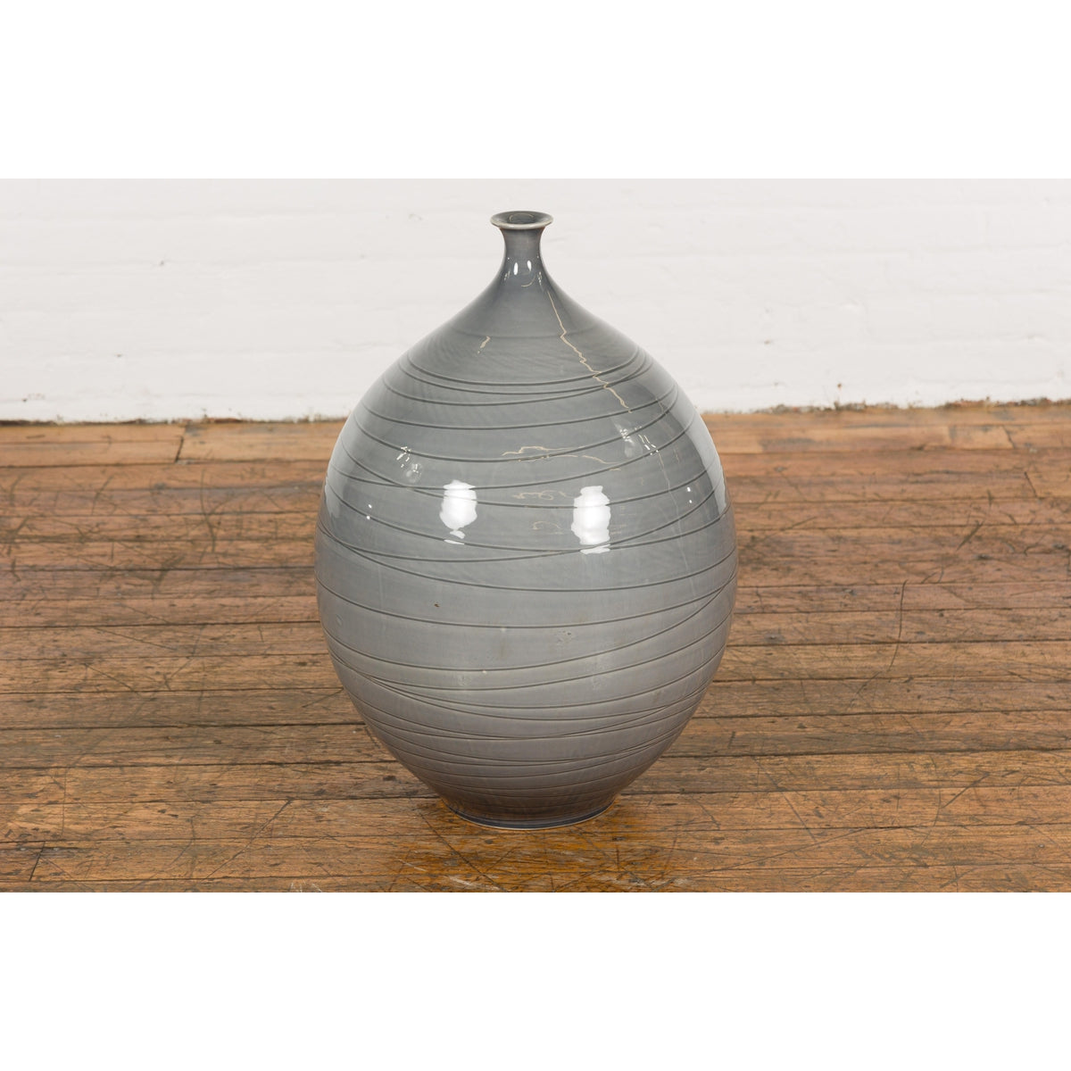 Silver Grey Glazed Ceramic Vase-13. Asian & Chinese Furniture, Art, Antiques, Vintage Home Décor for sale at FEA Home