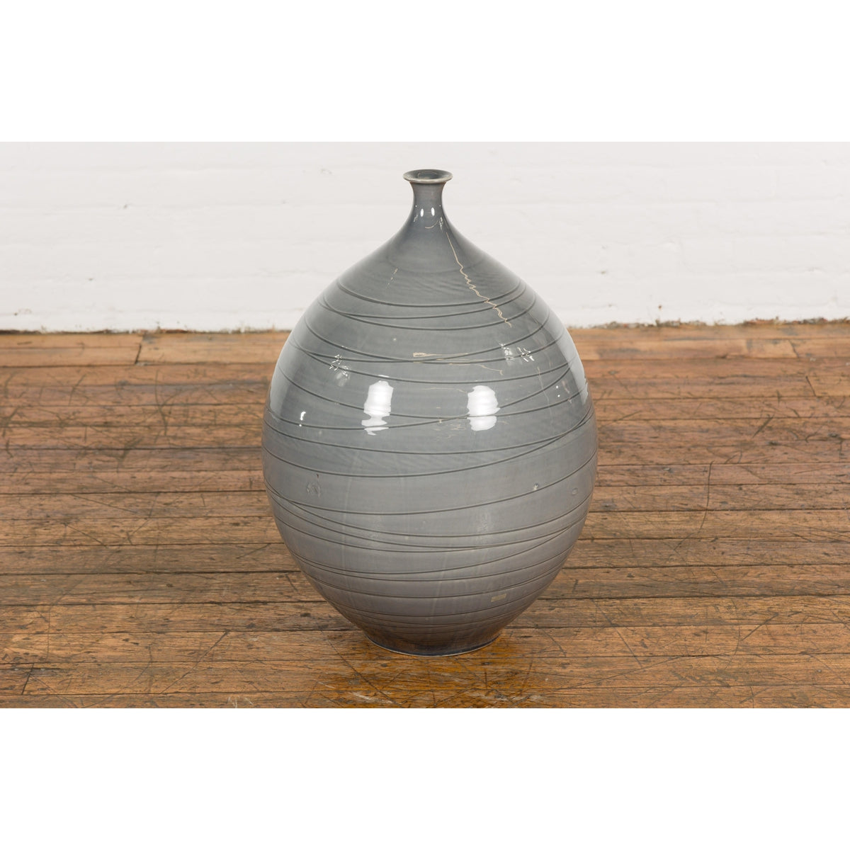 Silver Grey Glazed Ceramic Vase-14. Asian & Chinese Furniture, Art, Antiques, Vintage Home Décor for sale at FEA Home