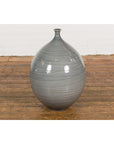 Silver Grey Glazed Ceramic Vase-14. Asian & Chinese Furniture, Art, Antiques, Vintage Home Décor for sale at FEA Home