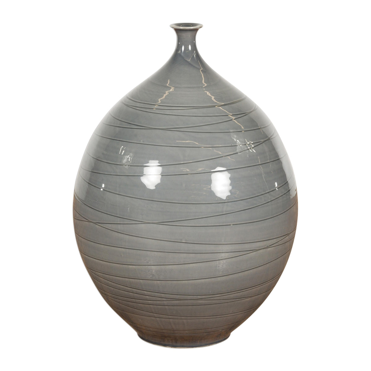 Silver Grey Glazed Ceramic Vase-16. Asian & Chinese Furniture, Art, Antiques, Vintage Home Décor for sale at FEA Home