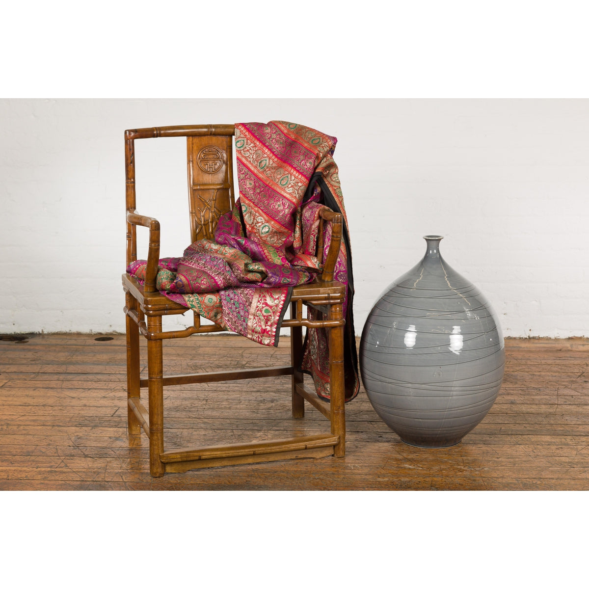 Silver Grey Glazed Ceramic Vase-2. Asian & Chinese Furniture, Art, Antiques, Vintage Home Décor for sale at FEA Home